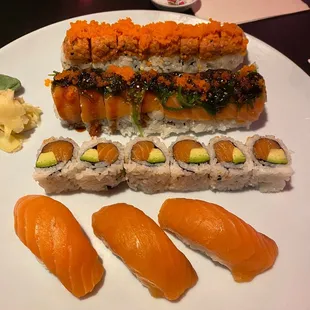 a large plate of sushi