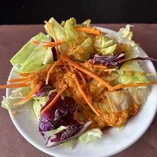 Salad with Ginger dressing that was thick I didnt care for it