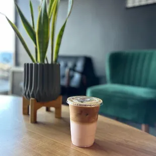 Iced Strawberry Fields with oat milk