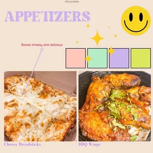 Cheesy Breadsticks &amp; BBQ style Chicken Wings