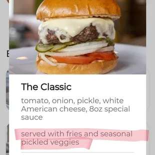 Burger option (with shown fries added)