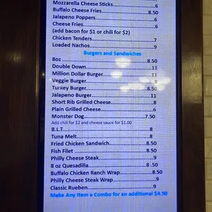 the menu