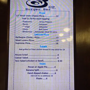 the menu