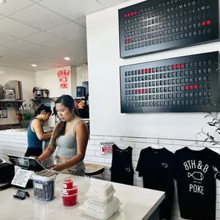 a woman working at the counter