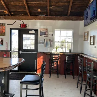 the inside of a bar