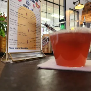 Mocktail and menu