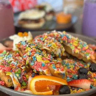 Fruity pebbles waffles @eatswithashleyt