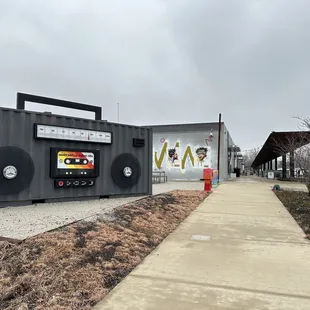 a boombox and a fire hydrant