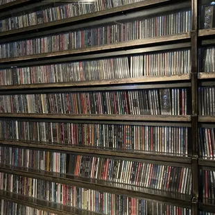 a wall of dvd&apos;s