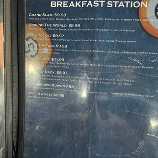 breakfast menu