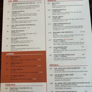 New lunch menu