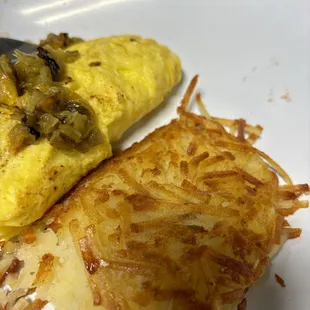 Ortega Chile omelet. It was ok   Hash brown&apos;s  were cold