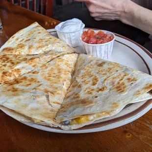 a plate of quesadillas