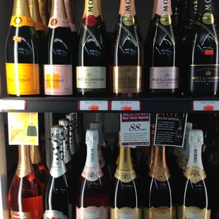 bottles of champagne on display