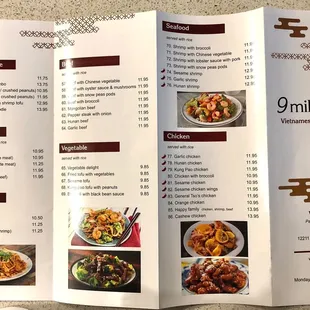 the menu for the restaurant