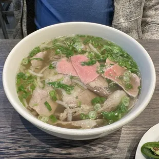 Rare steak and brisket pho