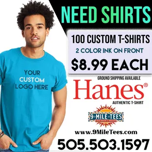 Need Custom T-shirts? Contact us today