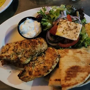 Grilled Chicken, Greek salad pita