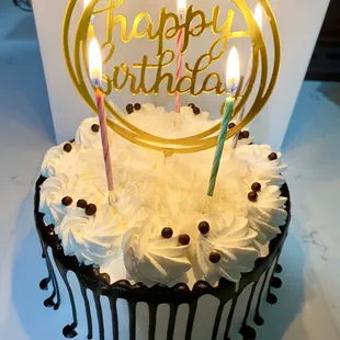 Chocolate with vanilla frosting cake