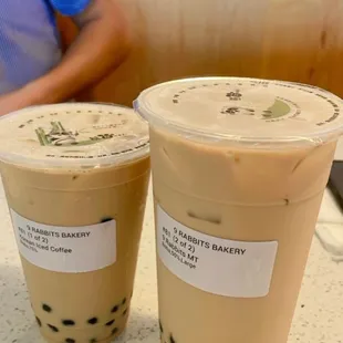 9Rabbit milk tea, Korean coffee with boba