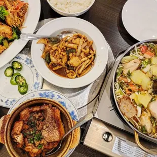 a table full of asian food