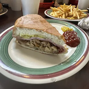 Half of the Cuban sandwich
