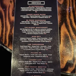 Menu side w food
