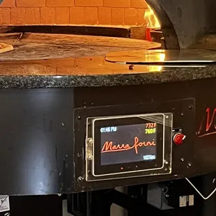 a brick oven in a kitchen