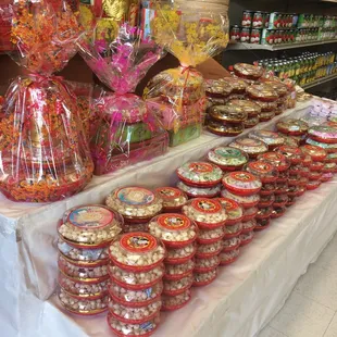 a display of candy and candis