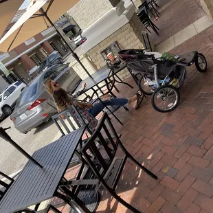 Many outdoor tables