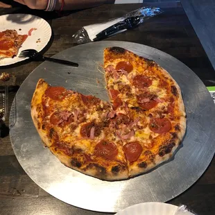 a half eaten pizza