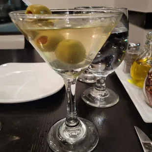 olives in martini glass