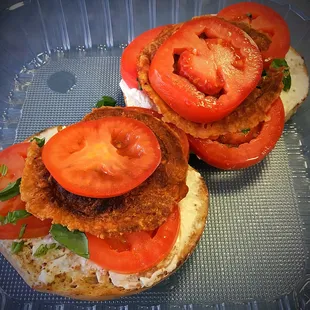 Tiburon Bagel with Tomato, Basil and Bacon