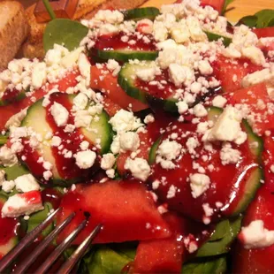 Watermelon spinach salad