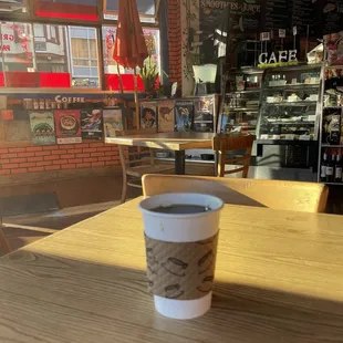 coffee inside the cafe, warm and inviting atmosphere