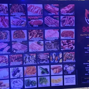Korean bbq menu