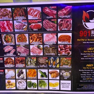 Korean BBQ menu