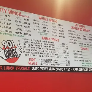 the menu of the restaurant