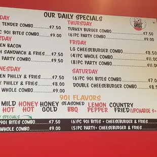 the menu for the restaurant