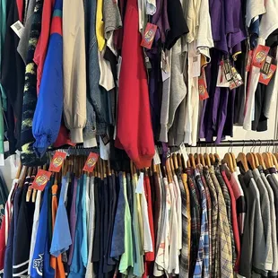 Outerwear, flannel, t-shirts.