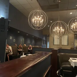 a restaurant with people sitting at tables
