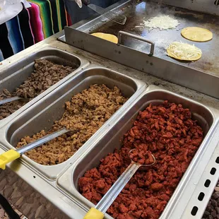 Beef, chicken and pork