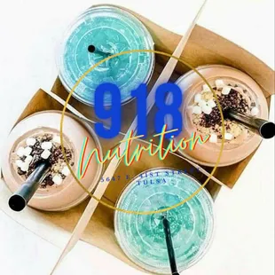 a variety of smoothie drinks