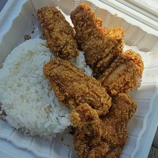 Soy Garlic wings Lunch special with rice and Coleslaw