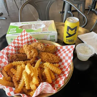 original 6 pc wings with french fries