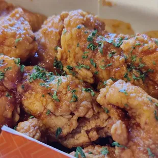 a close up of a chicken dish