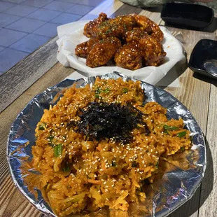 Carbonara Buldak Fried Rice, Yangnyeom Fried Chicken