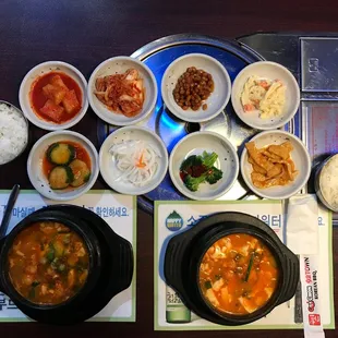 Banchan and S1. Soon Tofu.