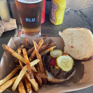 Regular hamburger and fries.