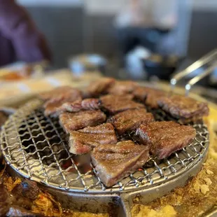 a close up of a barbecue grill